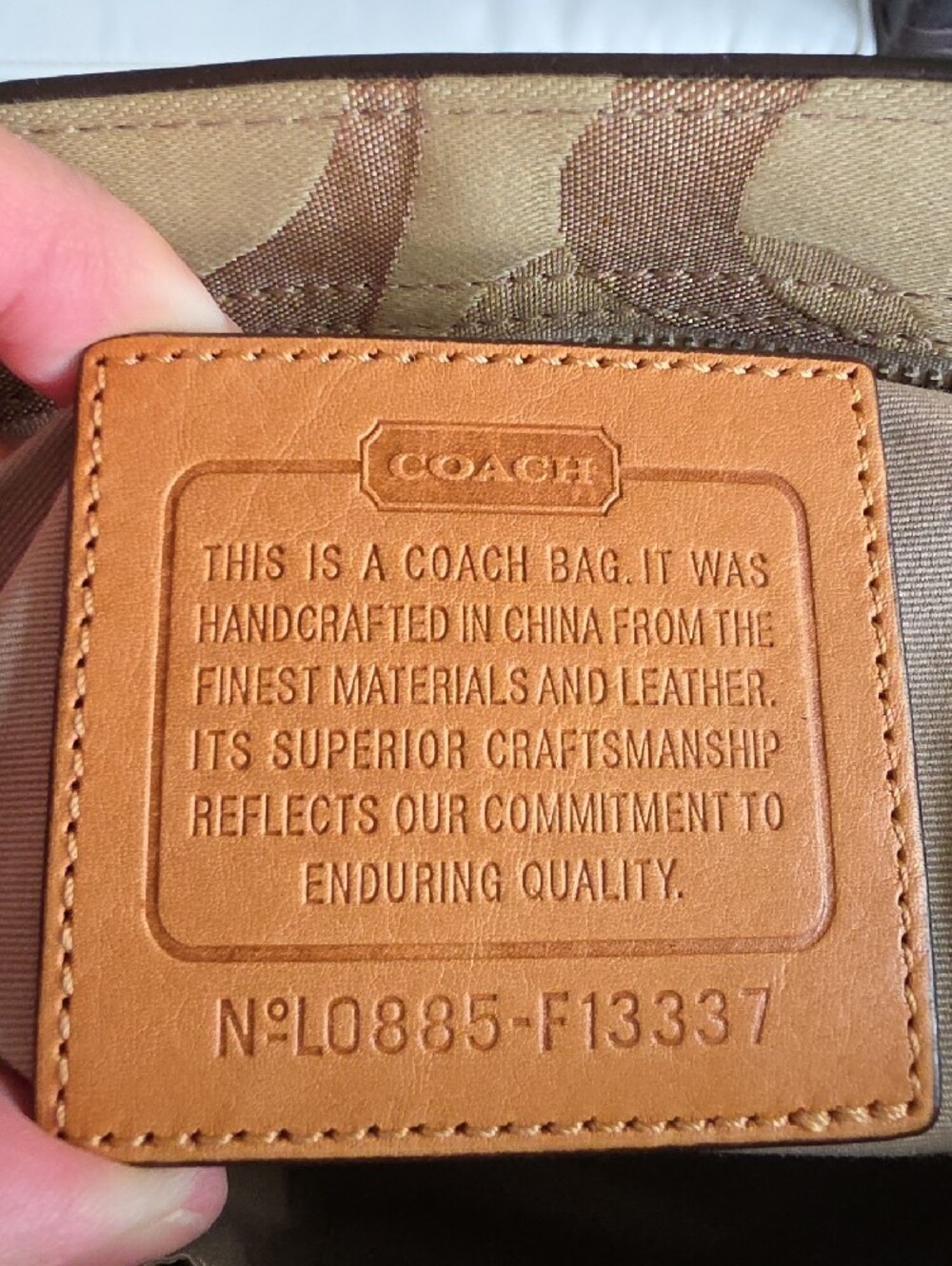 Coach Hampton Optic Tan and White Signature Stripe Satchel - Picture 4 of 16